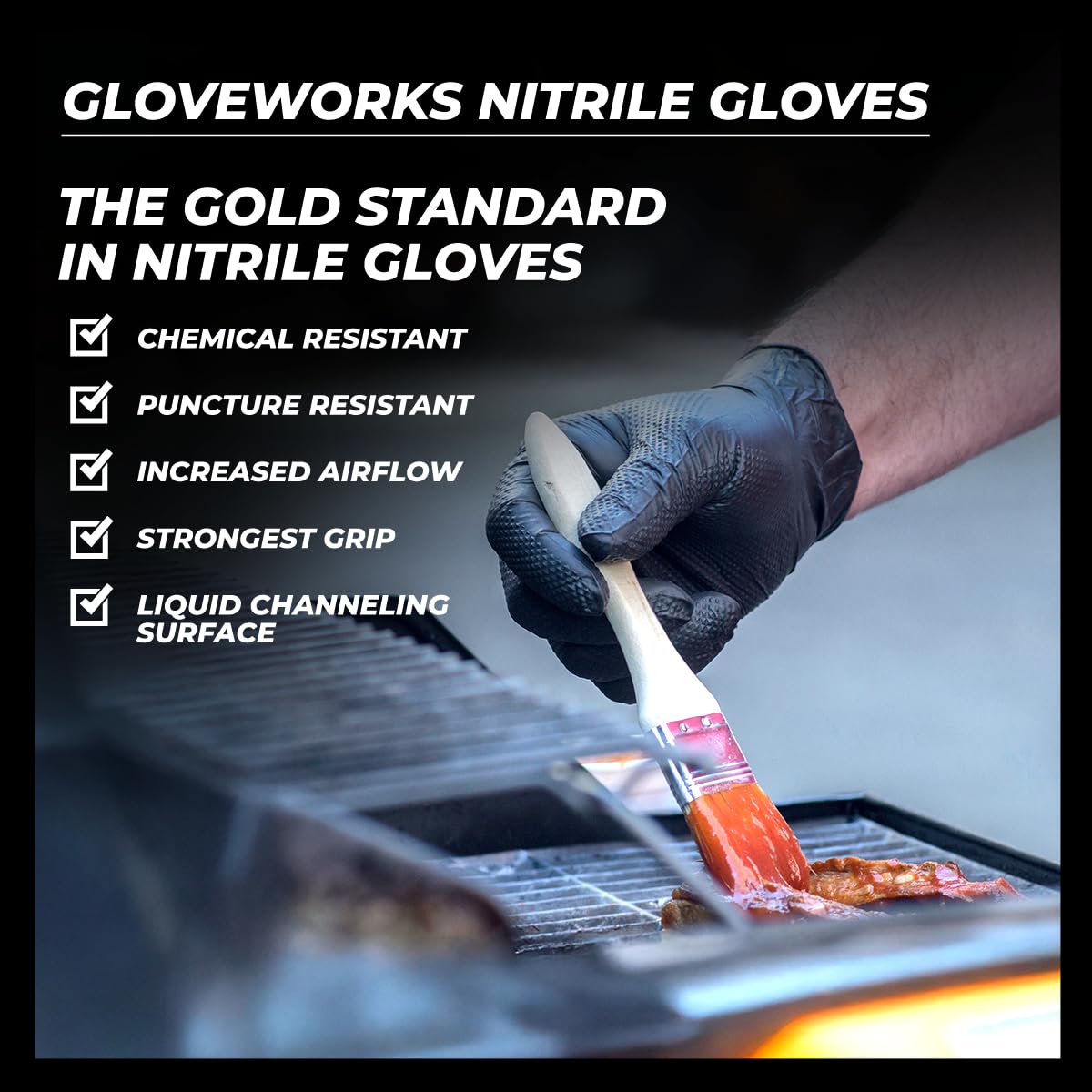 GLOVEWORKS HD Industrial Black Nitrile Gloves - 6 mil, Latex Free, Powder Free, Diamond Texture, Disposable, XLarge, GWBN48100-BX, Box of 100