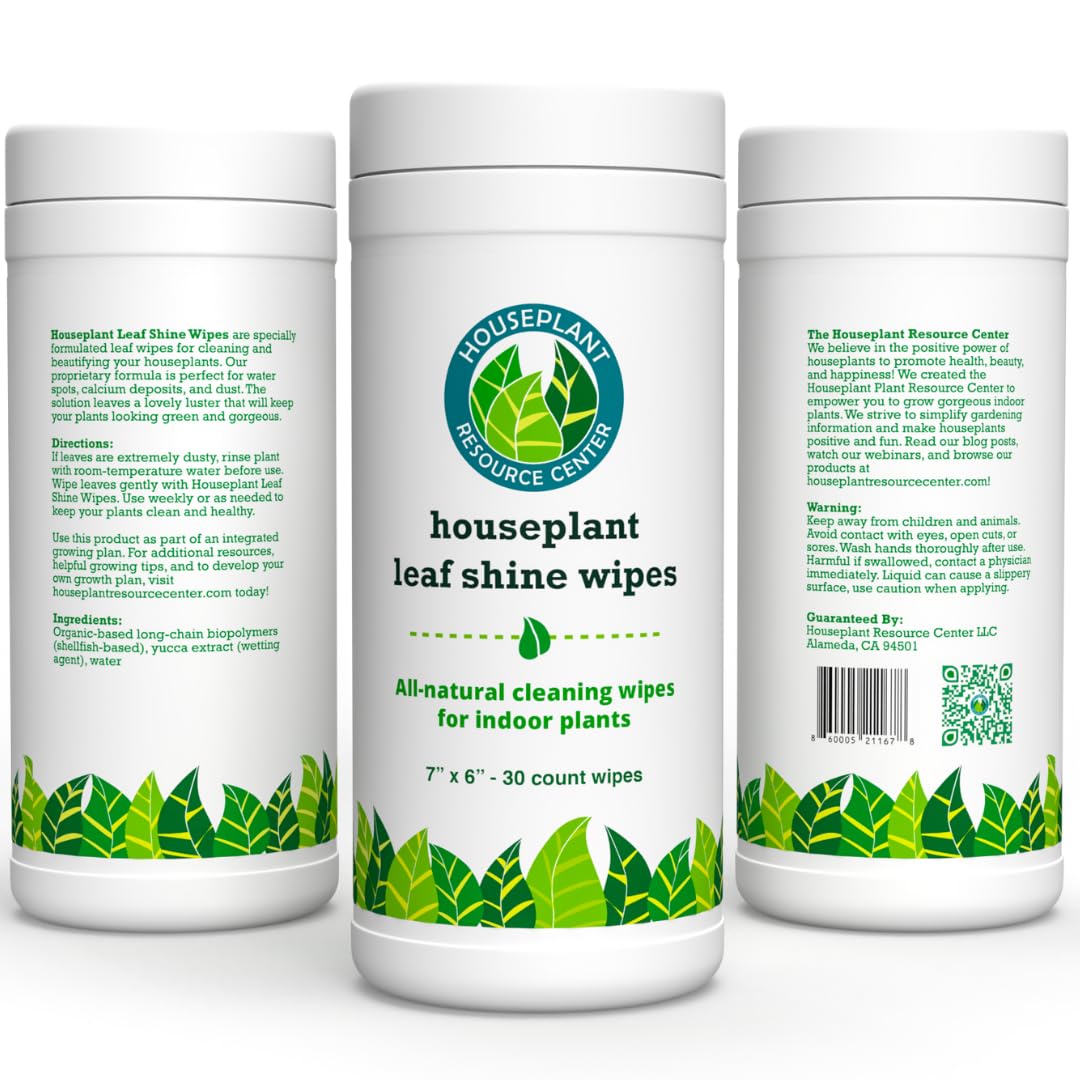 Houseplant Leaf Shine & Cleaner Wipes | Removes Dust, Dirt & Water Spots for Healthier, Glossy Leaves | Easy-to-Use Natural Leaf Cleaning Wipes for Indoor & Outdoor Plants | 30 Count