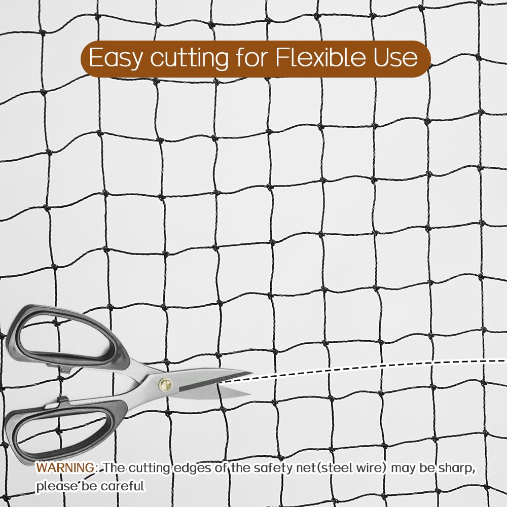 Morimoe Cat Balcony Net, Steel Wire Reinforced, Anti-Fall Fence, Safety Net, Extra Strong (10 X 26 Ft)