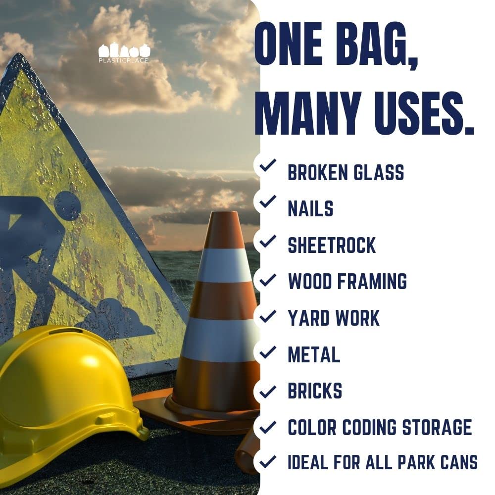 Plasticplace T55120YL 55-60 Gallon Trash Bags │ 1.2 Mil │ Yellow Heavy Duty Garbage Can Liners │ 38” x 58” (50 Count)