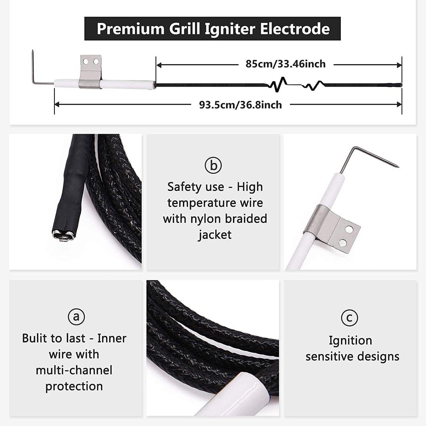 Hiorucet Barbecue Replacement Parts for Nexgrill 5 Burner 720-0888, 720-0888N, Nexgrill 4 Burner 720-0830H, 5 Pack BBQ Heat Shields, Burner Tubes and Ignitors Replacement Parts