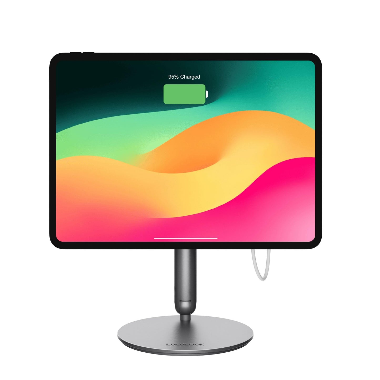 [Upgrade] LULULOOK Wireless Charging Magnetic Stand for iPad Air 13'' M3(2025) M2(2024)/ iPad Pro 12.9" 6th/5th/4th/3rd, 360°Adjustable Foldable Aluminium Tablet Stand for Home, Kitchen, Office