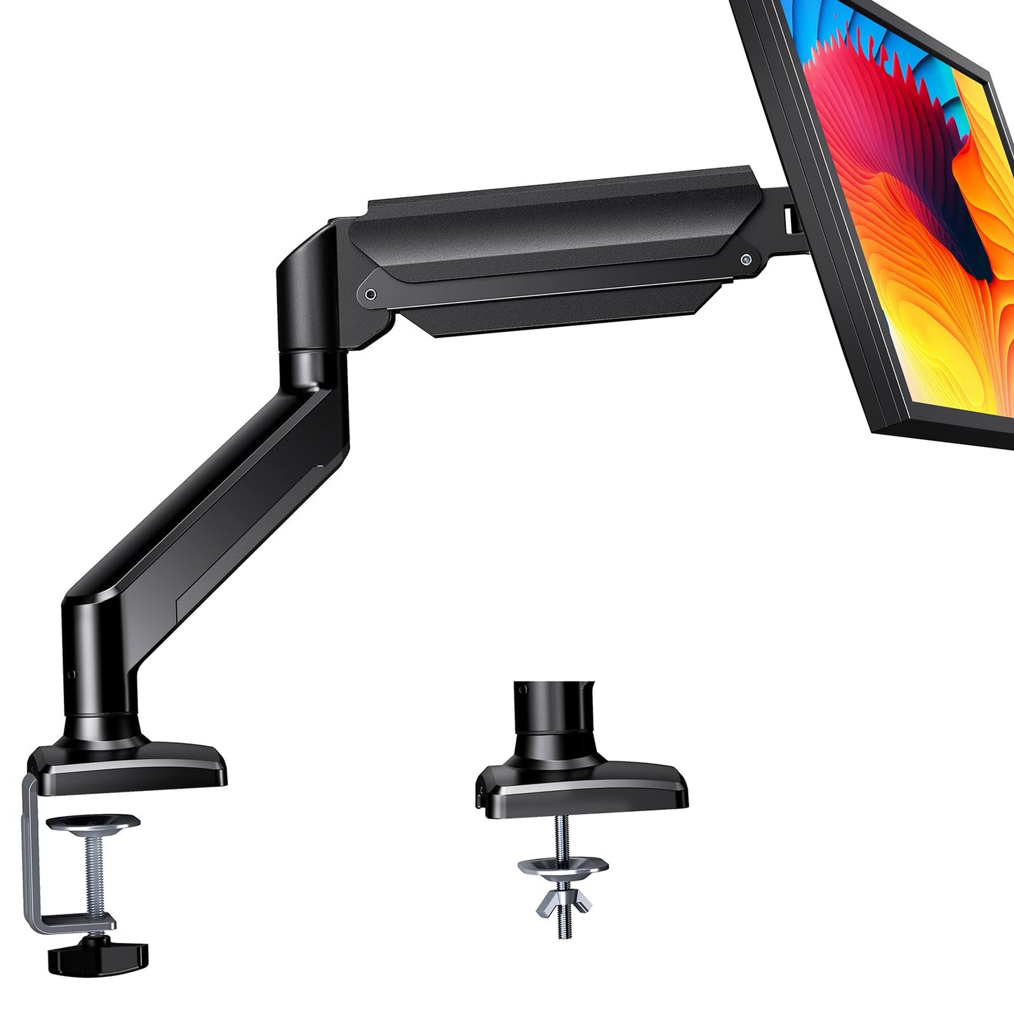 ErGear Single Monitor Arm for 13-36 inch Screens, Adjustable Design Monitor Mount Holds up to 22 lbs, Computer Monitor Stand with VESA Mount, C-Clamp & Grommet Base, Max VESA 100x100mm