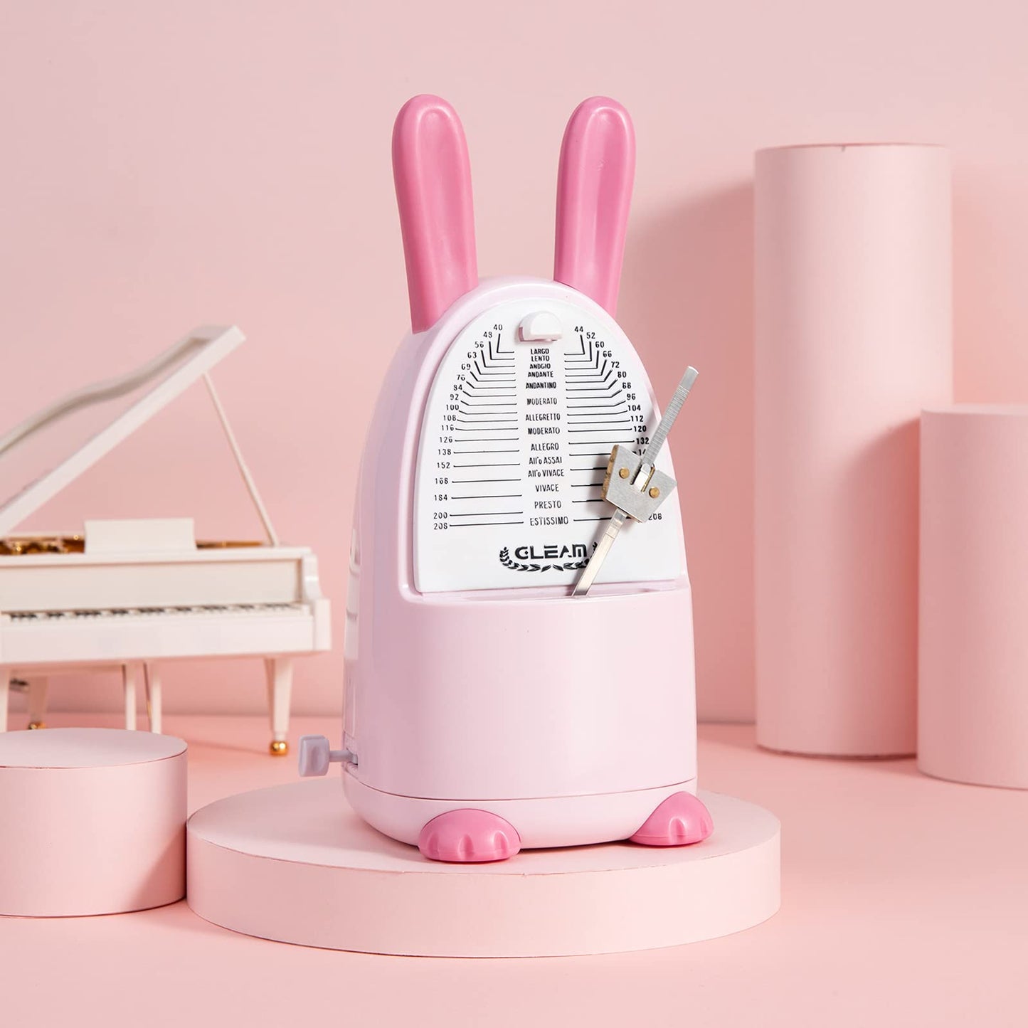 Easy Control Cute Cartoon Mechanical Metronome for Piano Drum Guitar Violin Ukulele Players with Bell, Pink-Rabbit