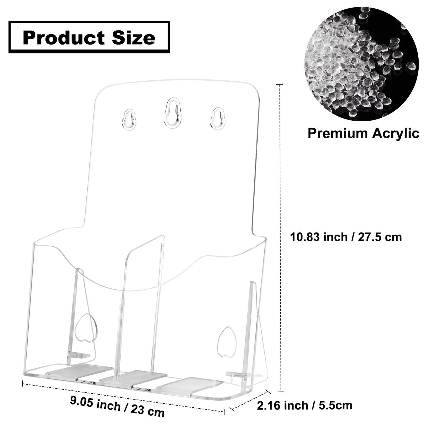 2 Pack Acrylic Brochure Holder 8.5 x 11 in, 1 Tier Brochure Display Stand with Removable Divider for 4 x 9 in Trifold Pamphlets, acrylic flyer holder 8.5 x 11 Stands for Flyer, Pamphlet, Magazine (2+2 pack 1 tier)