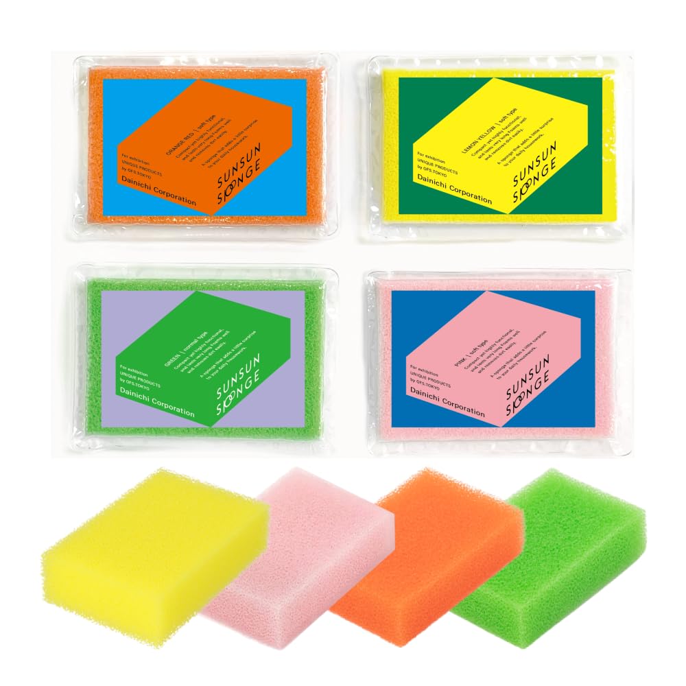[SunSun Sponge] Kitchen Sponge 4-Pack, Multi-Purpose for Dishwash, Bath, and Stovetop, Excellent Drainage & Rich Lather, Durable & Long-Lasting, Kitchen & Household Essentials, Premium Black