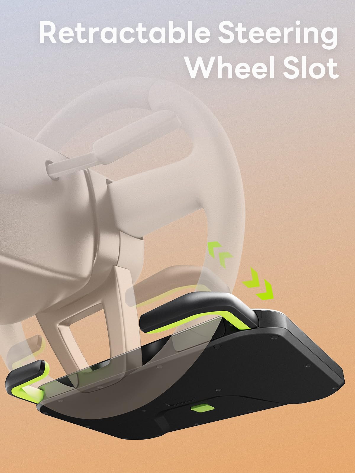 SAIJI Car Steering Wheel Desk with Retractable Slot, Car Food Tray with Anti-Scratch Silicone Steering Wheel Slot, Car Table Tray for Eating with Cup Holder, Multifunctional Travel Car Accessories