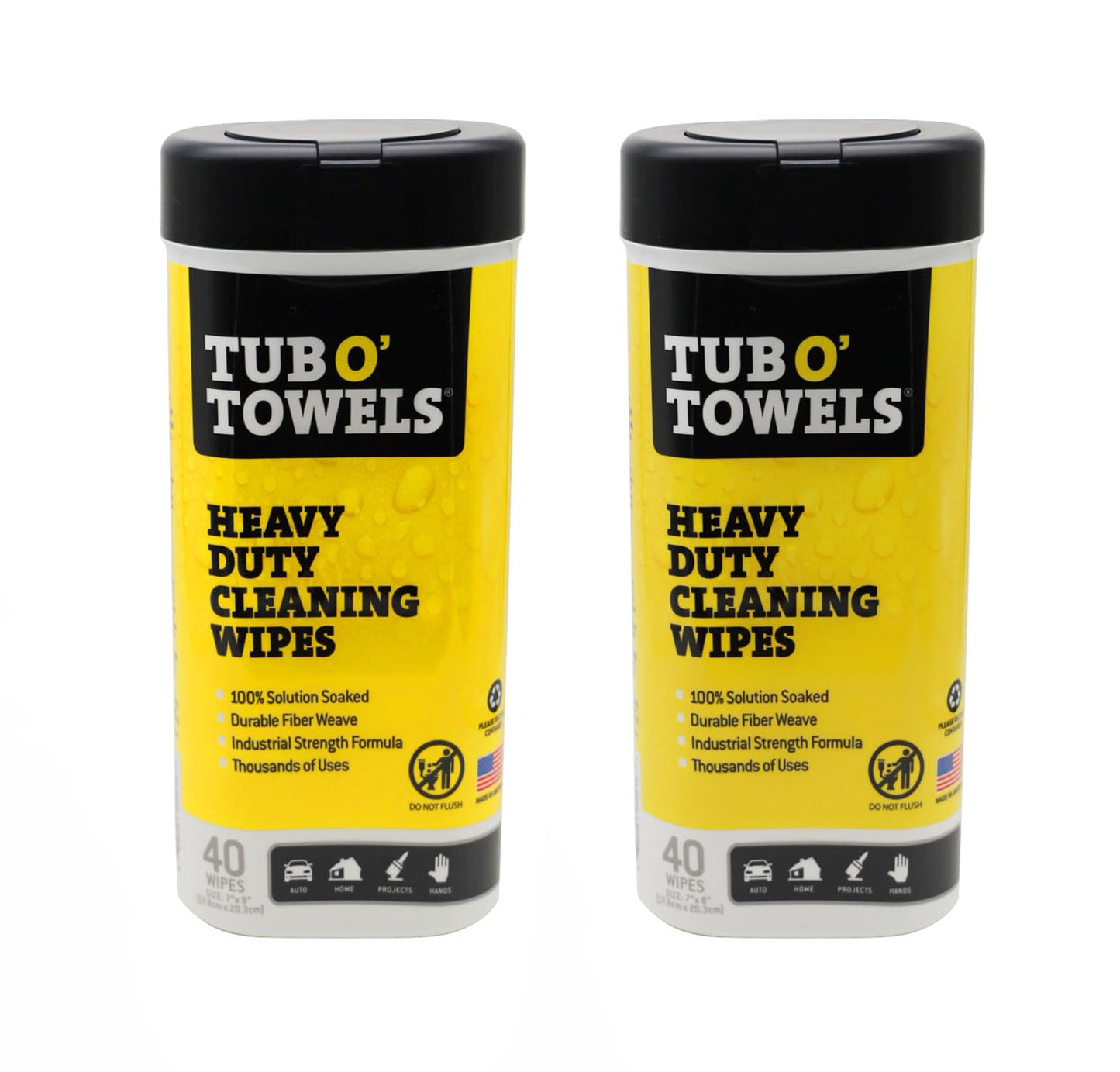 Tub O Towels Heavy-Duty Multi-Surface Cleaning Wipes, Citrus, 7 X 8 Inch, 2 Count