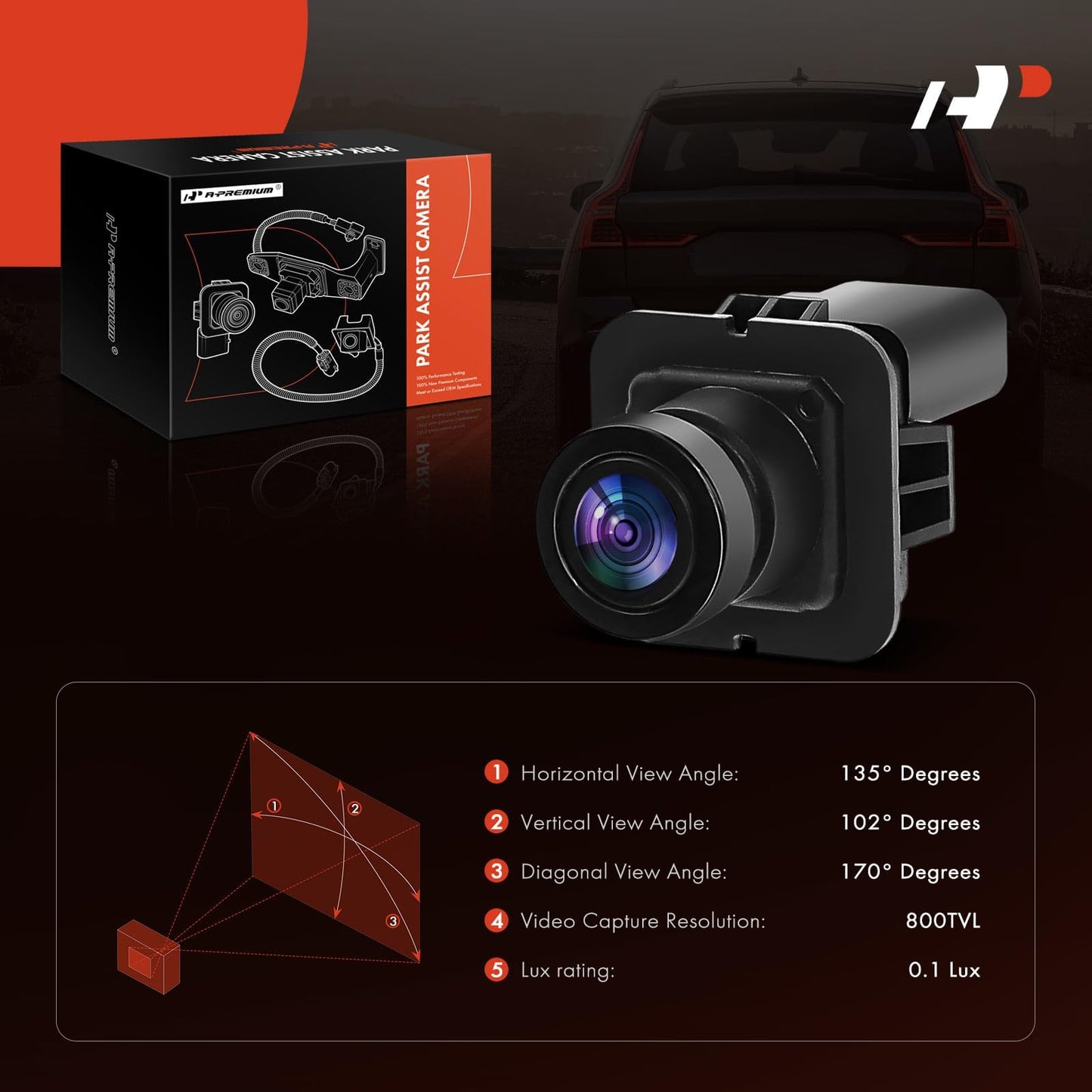 A-Premium Rear View Backup Camera - Compatible with Ford F150 (2012-2014), Lincoln Mark LT (2012-2014) - Replaces Part# BL3Z-19G490-B, CL3Z-19G490-B, CL3Z-19G490-C, CL3Z-19G490-D, EL3Z-19G490-D
