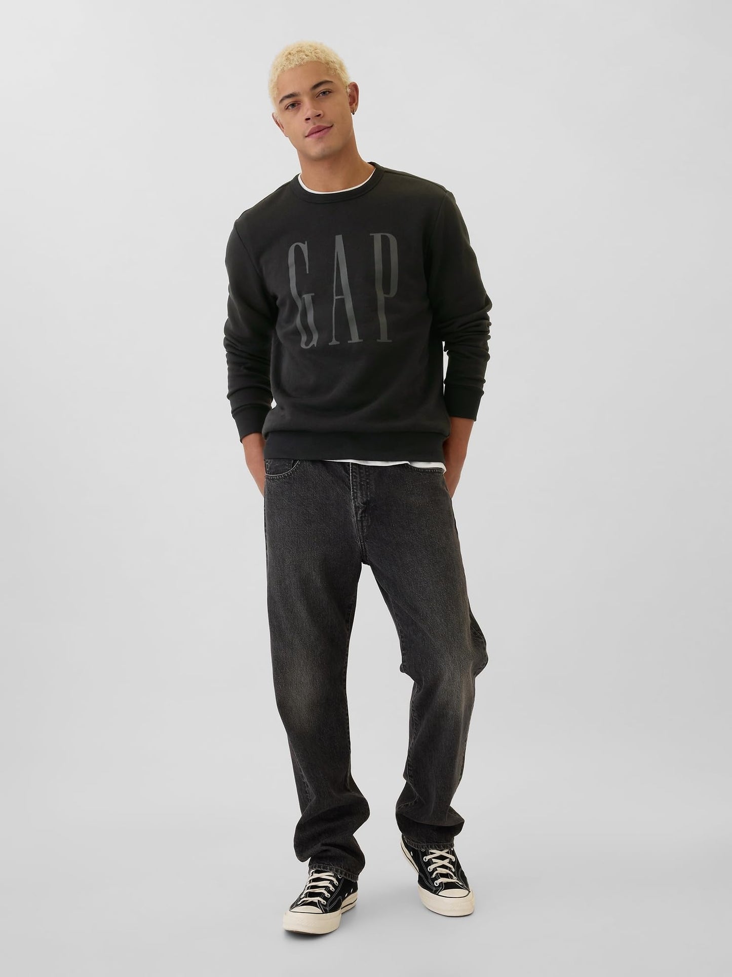 GAP Men's V-lw Db Fleece, Black, X-Large
