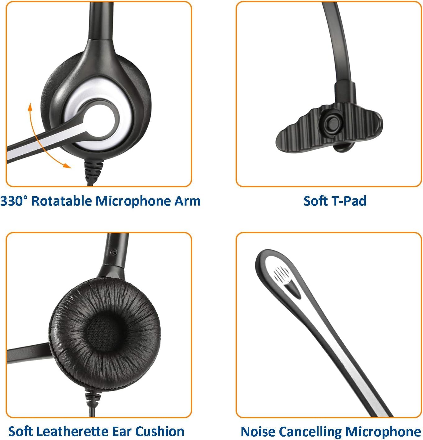 Wantek Wired Phone Headset with Microphone Noise Cancelling, RJ9 Telephone Headsets Compatible with Cisco IP Phones 6841 6951 7821 7841 7861 7940 7942 7945 7960 7962 7965 7975 8811 8841 8865 8961
