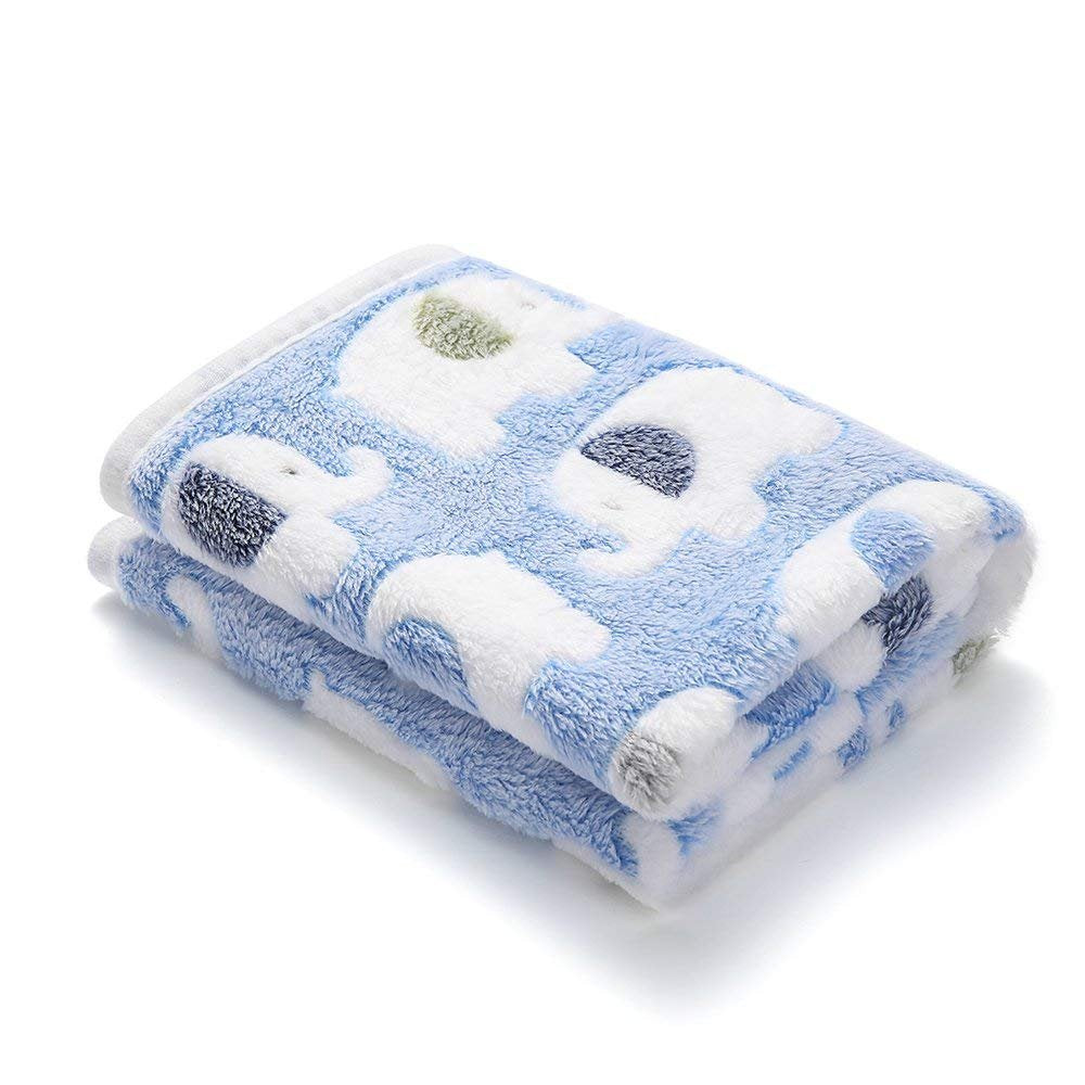 Luciphia Dog Blanket 1 Pack 3 Blankets Fluffy Premium Fleece Pet Blanket Flannel Paw Printed Throw for Dog Cat (Large 41x31'', Blue/Pink/Yellow)