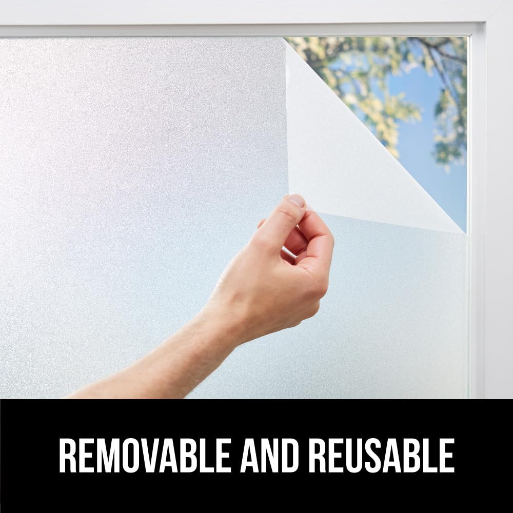 Gorilla Guard Two Way Sun Blocking Window Privacy Film, 23.6" x 78.7”, Strong Static Clings to Glass Windows, Peel and Stick, Removable Stickers, Decorative Bathroom Door Coverings, Frosted