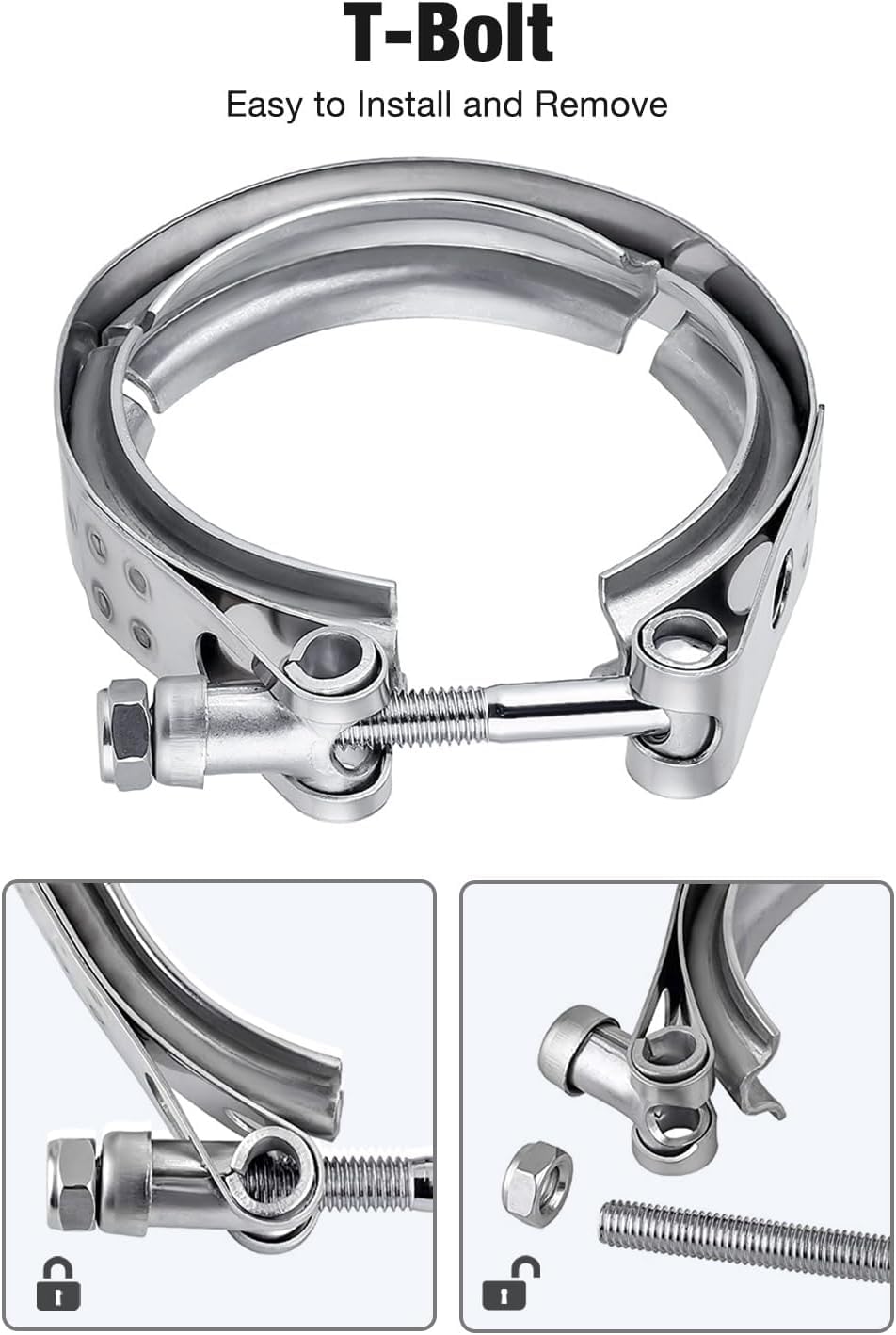 Evil Energy V Band Clamp with Flange Male Female Stainless Steel (3.0 Inch)