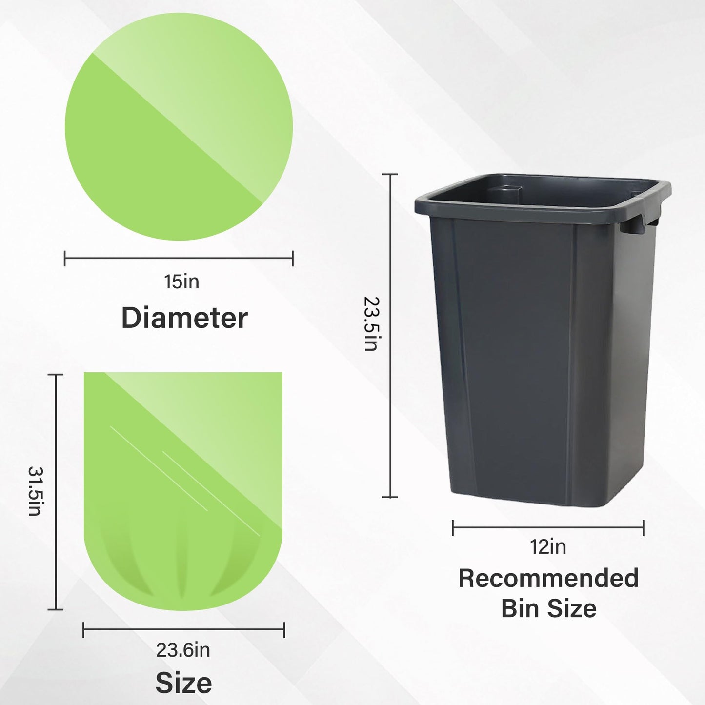 Kitchen Biodegradable Garbage Bags, 13 Gallon/50L Large Compost Bags for Green Bin, Recycling Bin Liners, Eco-friendly Compostable Trash Bags for Kitchen Food Waste (80 Count, Green)