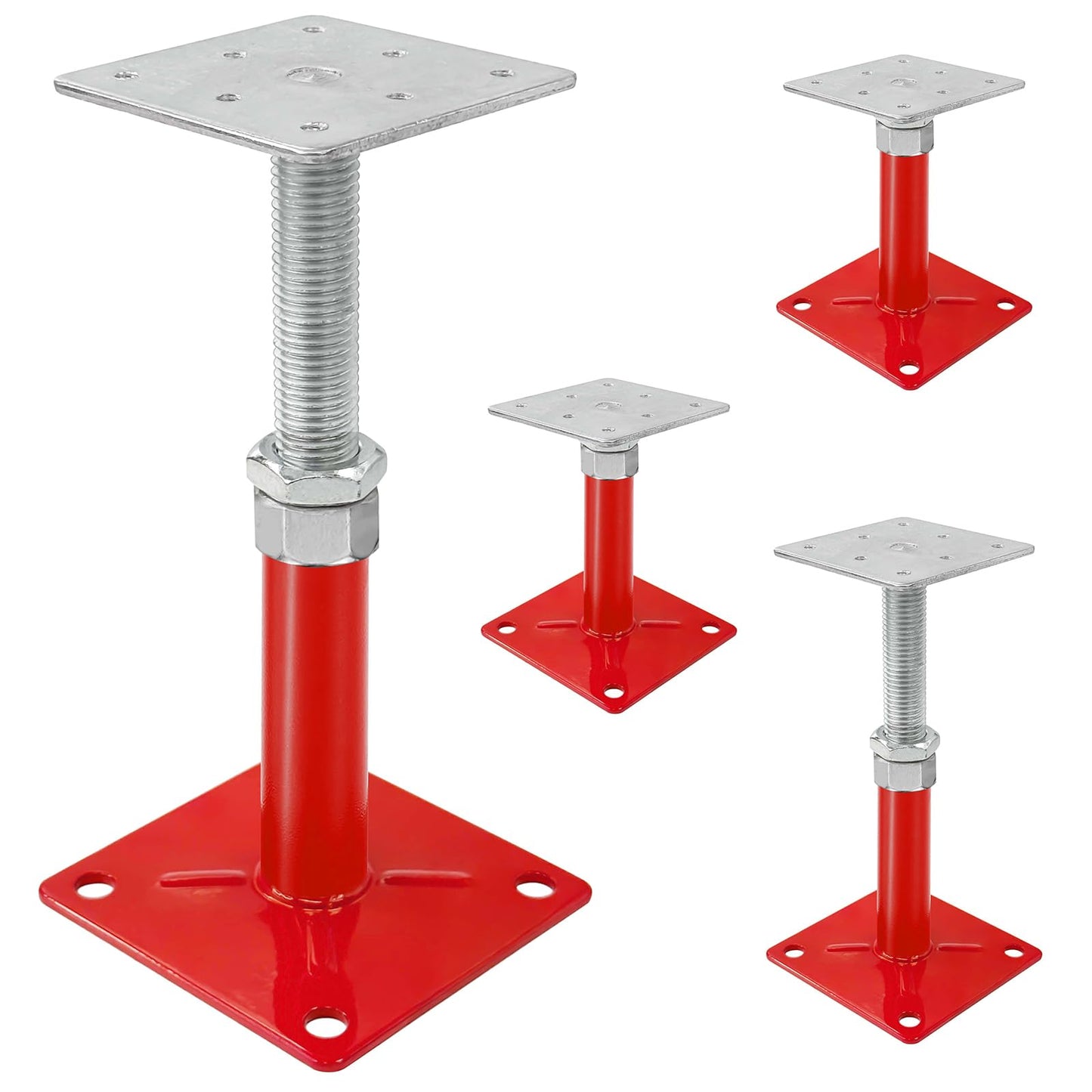 4-Pack Adjustable Floor Jacks – Heavy-Duty House Jack Posts for Leveling and Support, 5” to 8” Screw Jack Lift for Floors and Joists