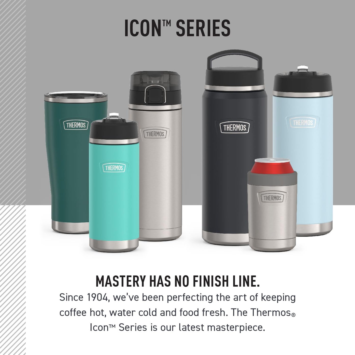 THERMOS, ICON Series, Stainless Steel Beverage Bottle, Granite, 1.2 L