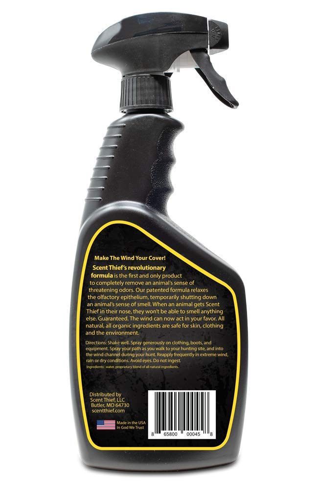 Scent Thief Deer Hunting Accessories 24oz. Field Hunting Spray Deer Scent Remover, Acts As A Scent Blocker And Eliminates Animal's Ability to Smell