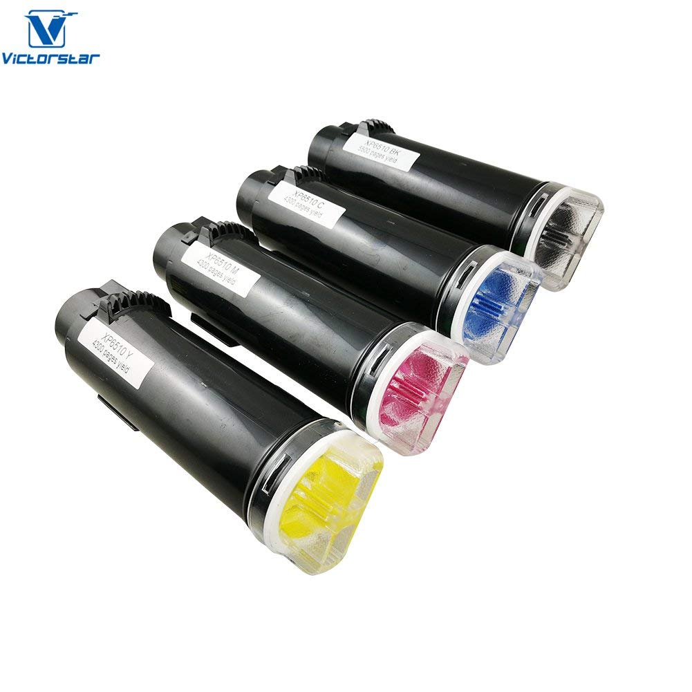 4 Colors Compatible Toner Cartridges 6510 6515 【Extra High Yield】 5500 Pages BK, 4300 Pages CMY for Xerox Phaser 6510n 6510dn 6510dni 6510dnm WorkCentre 6515 6515n 6515dn 6515dni 6515dnm VICTORSTAR