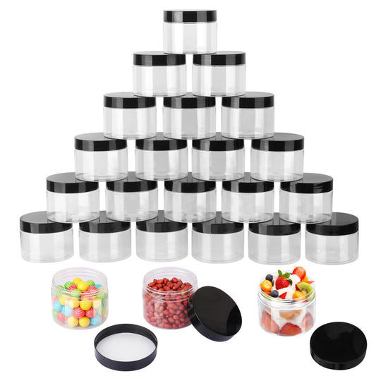 36 Packs 10 OZ Transparent Plastic Jars with black Lids, Body Butter Containers, Cosmetic Containers jars for Kitchen Ingredients, beads, sequins, Lotion, Cream, DIY Crafts and More by KUKLIPJIM.