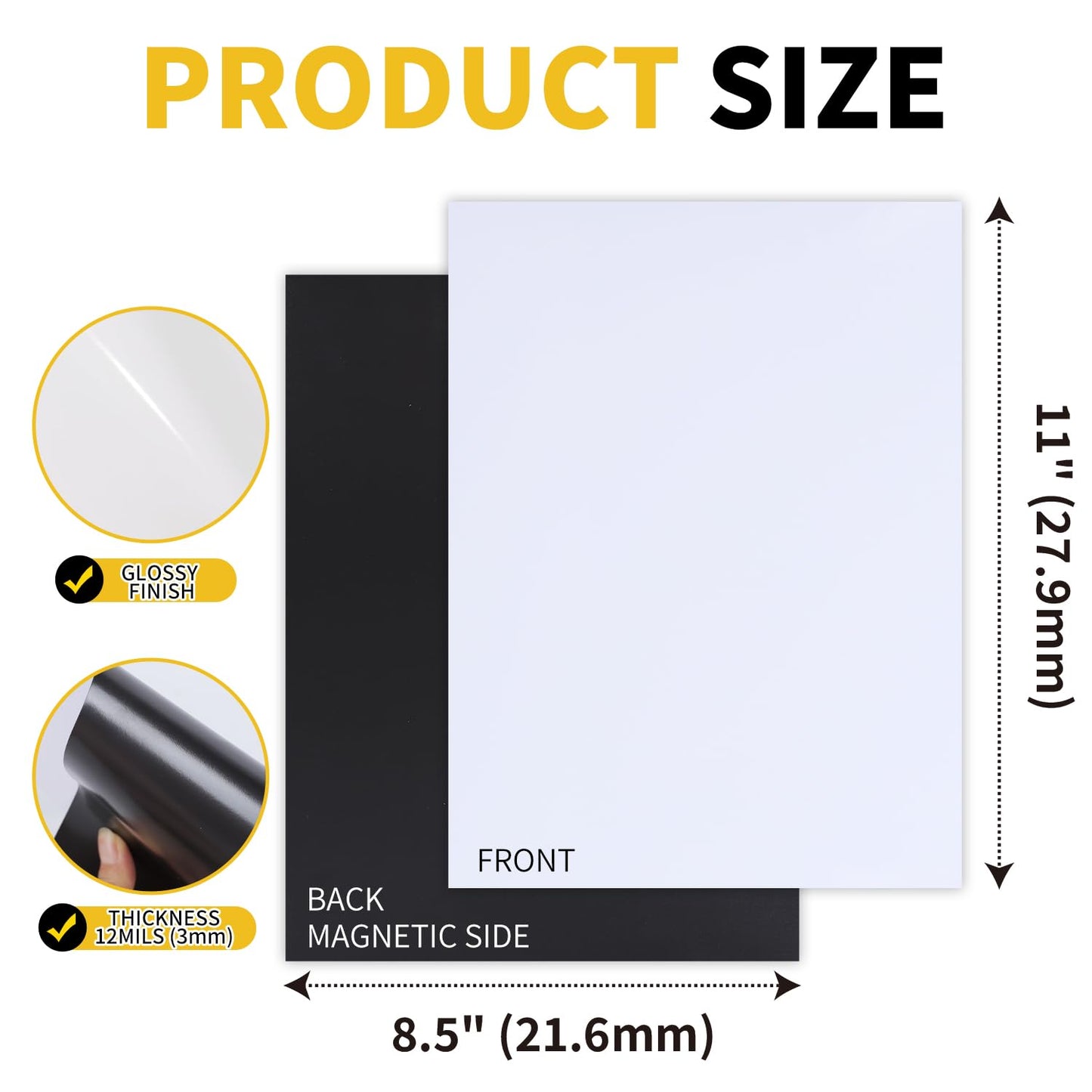 30Pcs Printable Magnetic Sheets 8.5x11 Inches for Inkjet Printers, Magnetic Printer Paper, 12mil Thickness DIY Flexible Magnet Photos