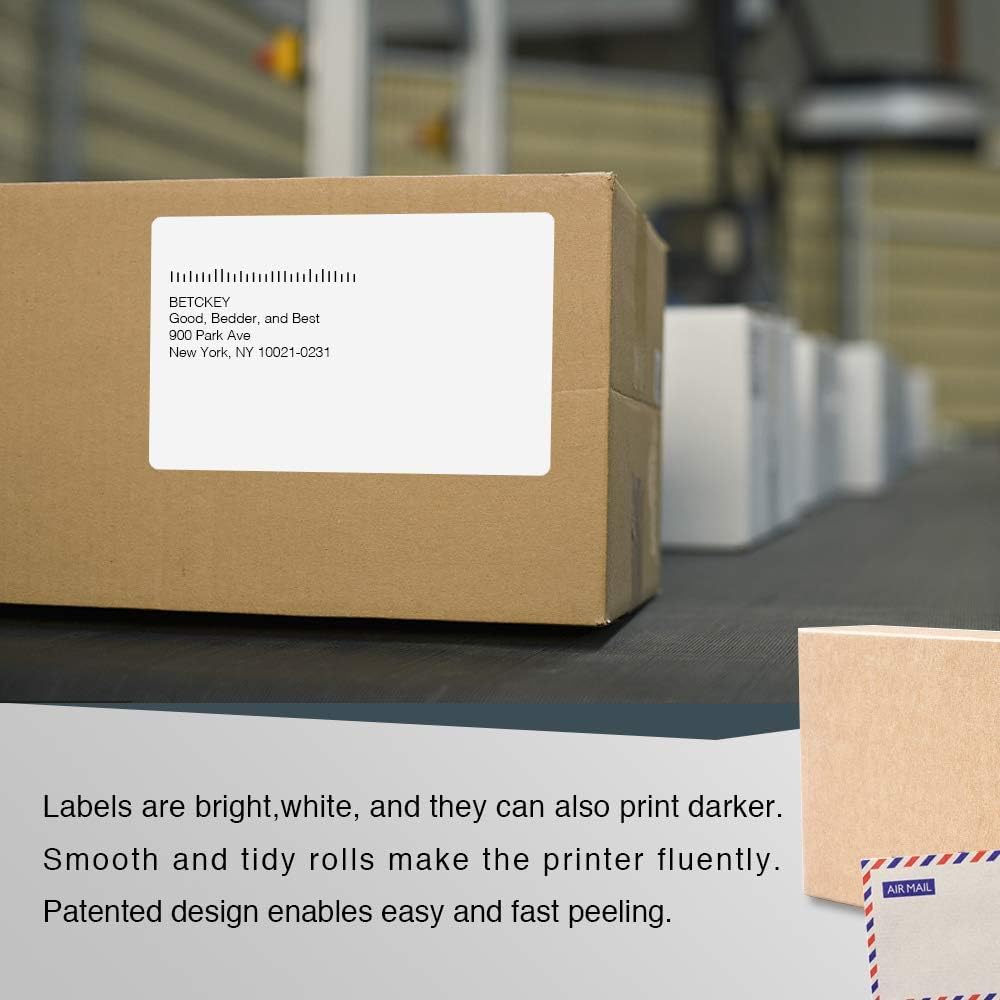 BETCKEY - Compatible DYMO 1744907 (4" x 6") Shipping Labels, Perforated, Compatible with DYMO Labelwriter 4XL Rollo & Zebra Desktop Printers, NOT Fit 5XL [6 Rolls/1320 Labels]