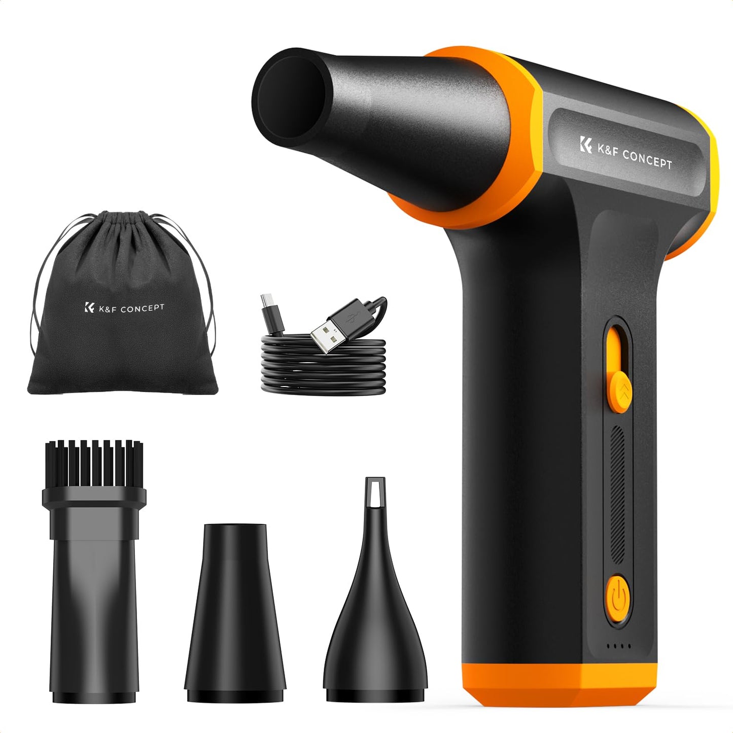 K&F CONCEPT Air Duster Blower, Compressed Air Duster 5000mAh Portable Cordless, Turbo Jet Blower, Brushless Motor, with 3 Nozzols for Cleaning Computer, Keyboard, House, Outdoor and Car