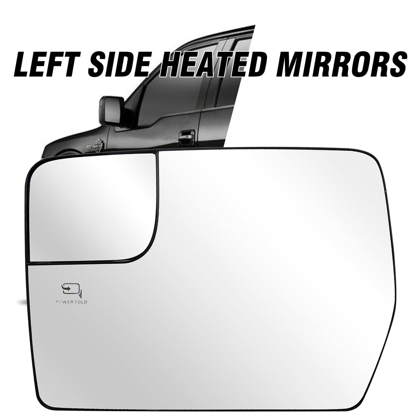 Saihisday BL3Z17K707E Driver Left Side Heated Mirrors Glass, Replacement for Ford F Series 150 2011 2012 2013 2014, Replaces BL3Z17K707E