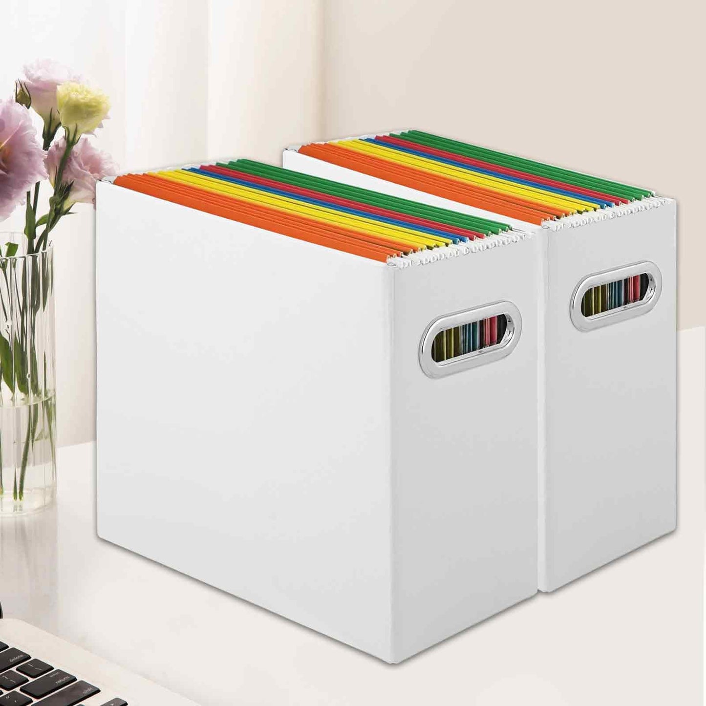 JMIATRY 6PCS Hanging File Organizer for Hanging Folders Letter Size White File Folder Organizer with Handle,Cardboard File Folder Box Document Organizer for Office, Home