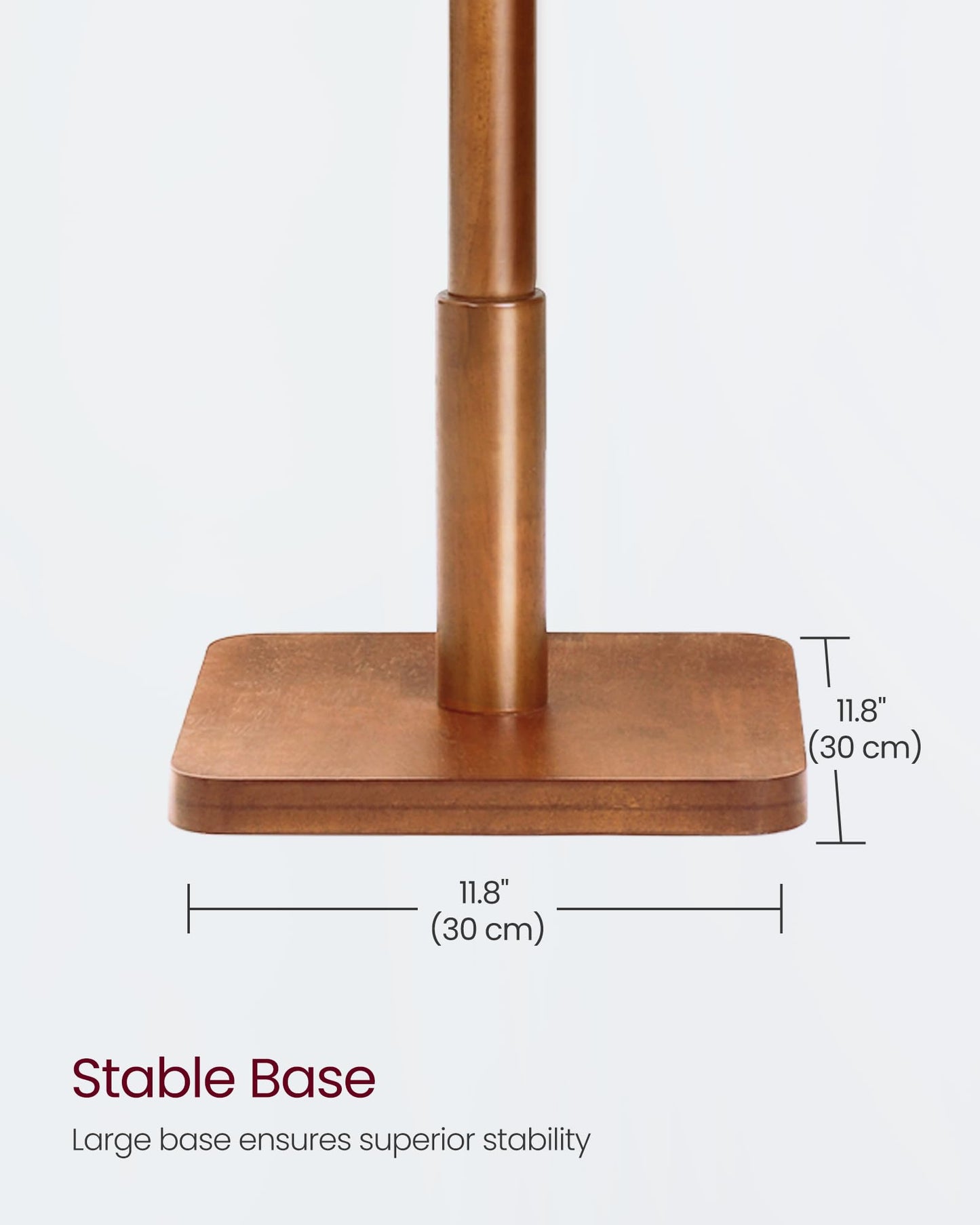 VASAGLE Solid Wood Coat Rack, Free Standing Hall Coat Tree with 8 Hooks, 3 Height Options, for Coats, Hats, Bags, Purses, for Entryway, Hallway, Rubberwood Hooks and Pole, Caramel BrownURCR010W01