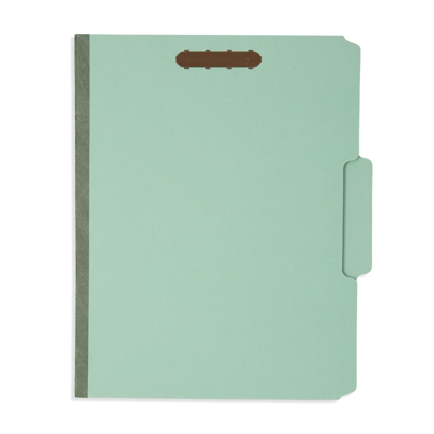 Pressboard Fastener Folder, Bonded Fastener, 2” Expansion, Gray/Green, Top Tab, 1/3 Cut, 25 Pack