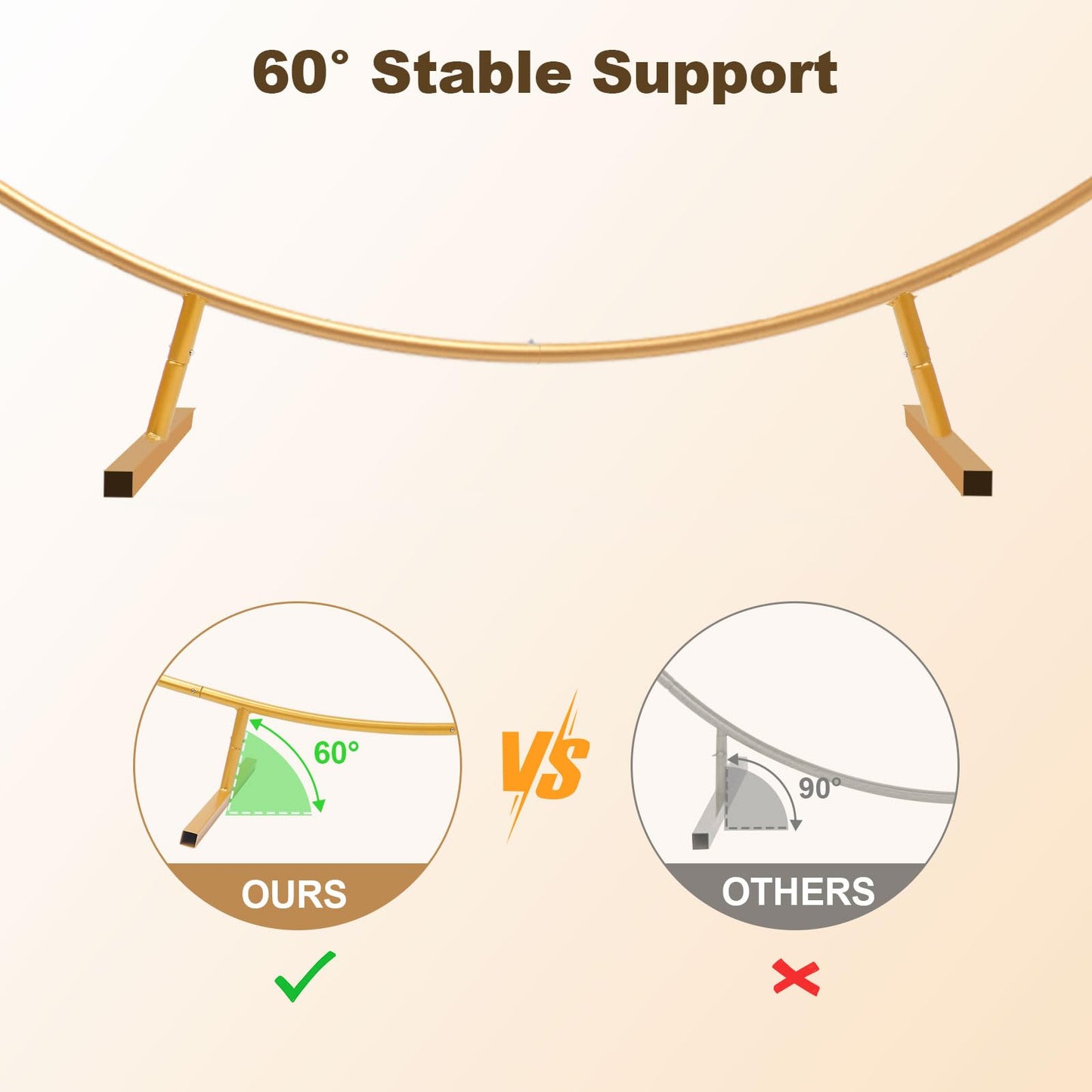 Chamvis Round Backdrop Stand, 6.9ft (2.1m) Gold Circle Round Wedding Arch Stand Plant Support: for Wedding Birthday Photo Background