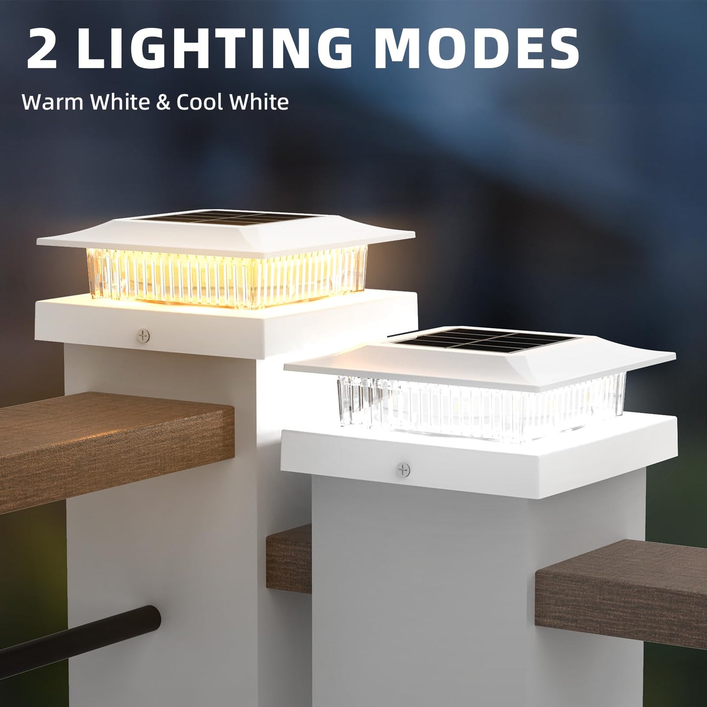 4x4 Solar Post Cap Lights 12 Pack, Fence Post Solar Lights Warm & White Waterproof Outdoor Fence Lights Fit 4x4 Wood/Vinyl, Lights for Fence, Deck, Patio, Garden Decor, White