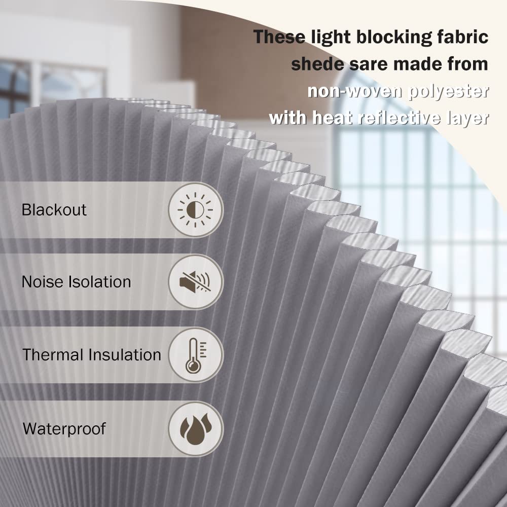LUCKUP Arch Window Shades Half Circle Blackout Cellular Pleated Blinds Dual Color Semi Circular Honeycomb Windows Curtains for Half Moon Round Windows, Easy Cut and Install 24"x72", Grey-White