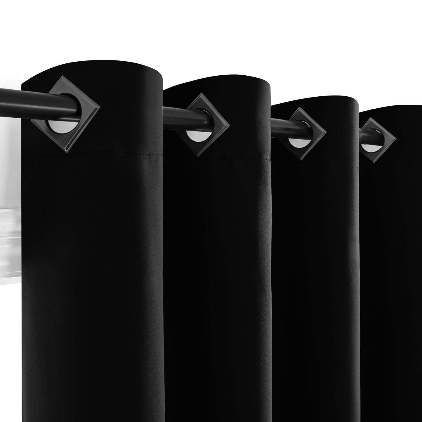 Deconovo Blackout Curtains 2 Panels, Black Thermal Bedroom Curtains, Living Room Darkening Curtains 84 Inches Long, Grommet Window Kids Nursery Curtains, 52W x 84L Inch