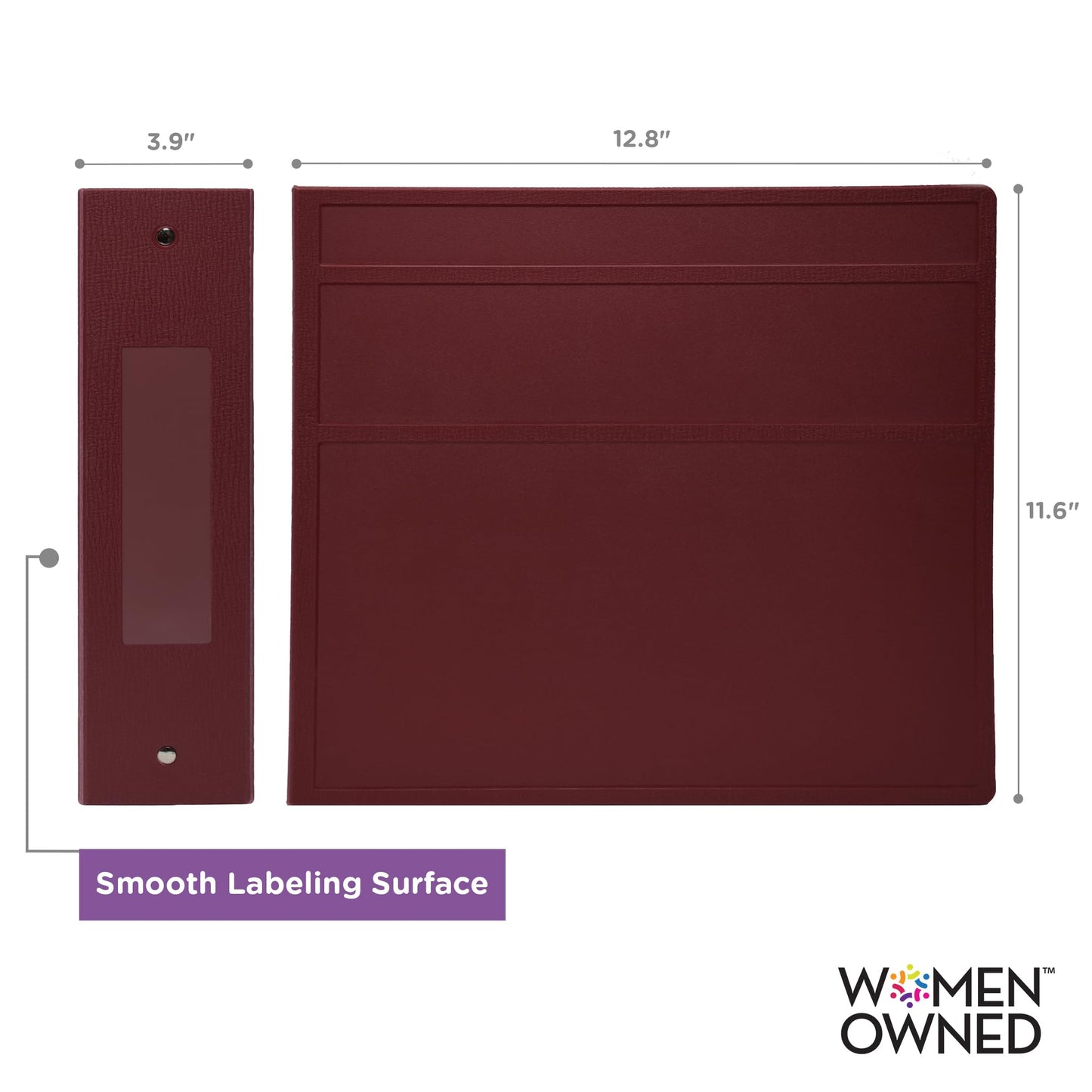 Carstens 4- Inch Heavy Duty 3-Ring Binder - Side Opening, Wine