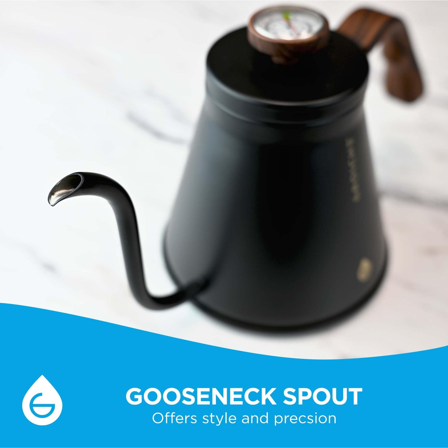 GROSCHE Marrakesh Gooseneck Kettle Stovetop - Stainless Steel Pour Over Coffee Kettle Stovetop, Tea Kettle, Stovetop Gooseneck Kettle, Coffee & Tea Kettle, Canadian Brand! - 34 fl. oz, Black