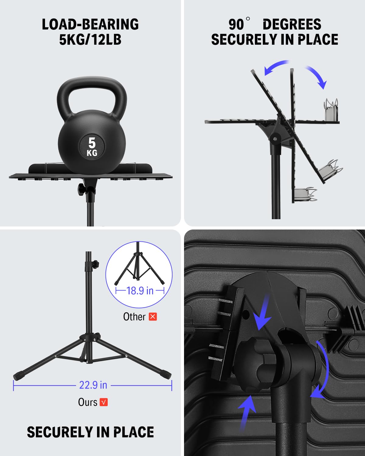 Donner Sheet Music Stand with Light, DMS-1 Portable Metal Ipad Music Stand, Tabletop Music Book Stand for Guitar, Ukulele, Violin Players
