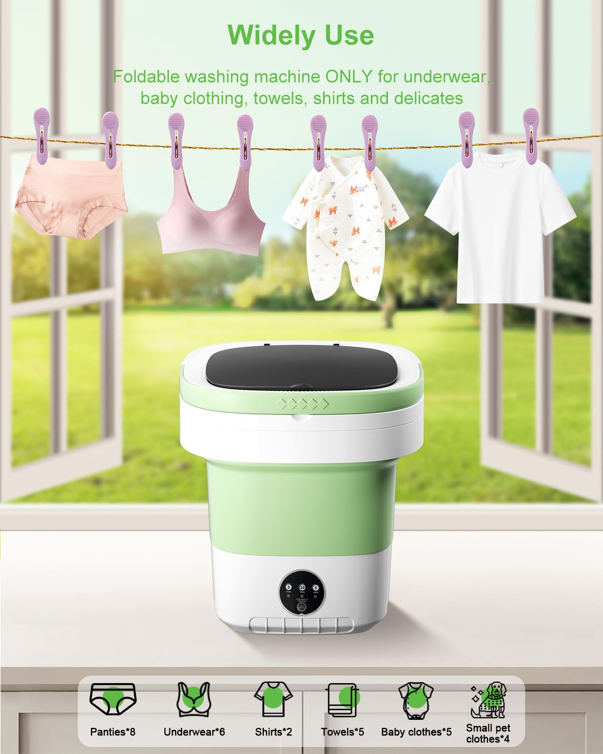 Portable Washing Machine, 16L Mini Washer Washer,3 Cleaning Modes Suitable For Home Apartments Dormitories, Hotels, Small Clothes Folding Washing Machine Of Underwear, Baby And Small Delicates