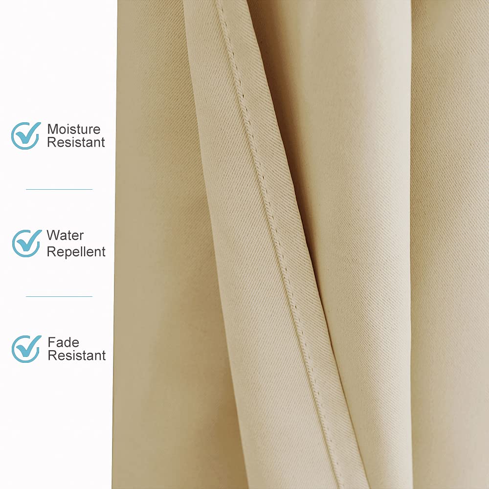RYB HOME Patio Curtain Outdoor Waterproof, Plus Wide Large Drape for Home Decor/Outside Porch/Pergola/Sun Room, Width 100 x Length 95, 1 Panel, Biscotti Beige