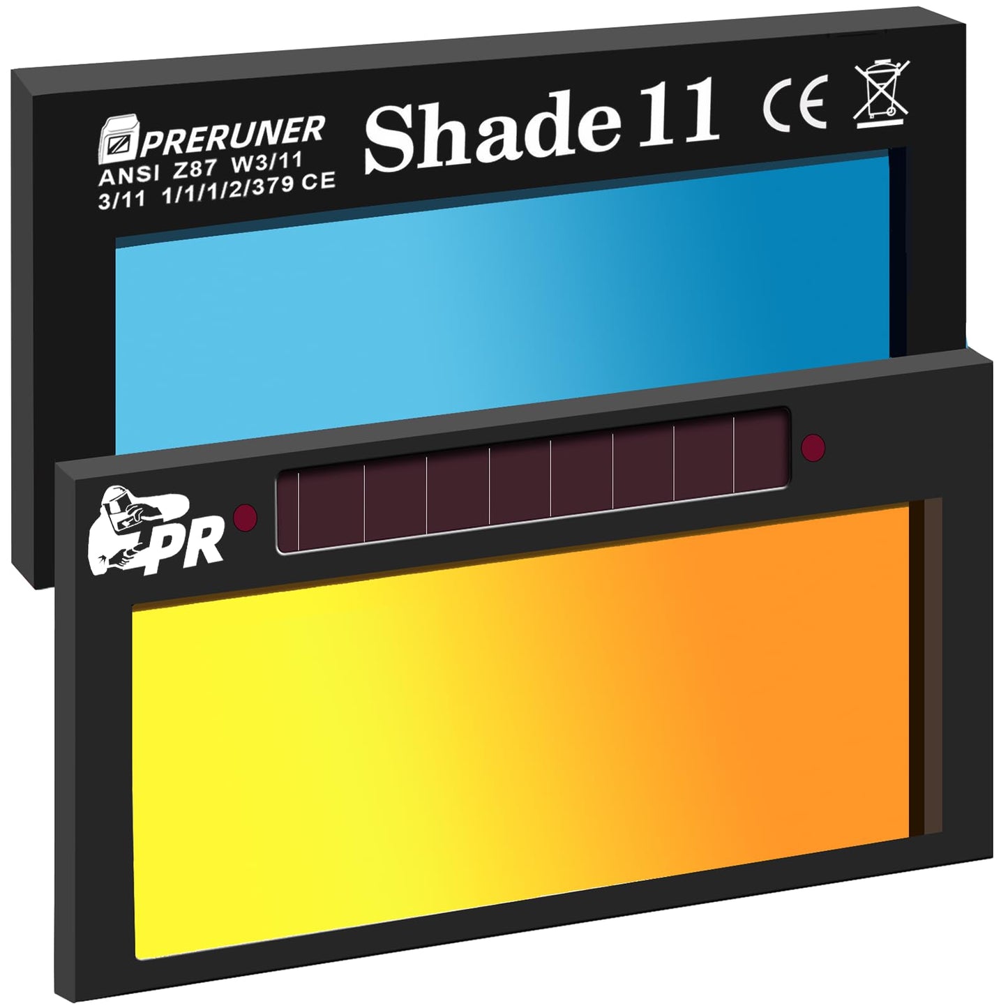 Core Series Gold Shade 11 Auto Darkening Welding Lens | 2"x4 1/4"x 0.2" Welding Lens | Gold Coating | Cool Blue Puddle View | Sugar Scoop/Pancake Welding Hood Replacement- 10 + Years of Experience