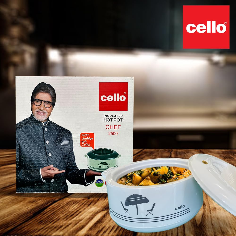 Cello Chef Deluxe Insulated Hot Pot Casserole 2500, White