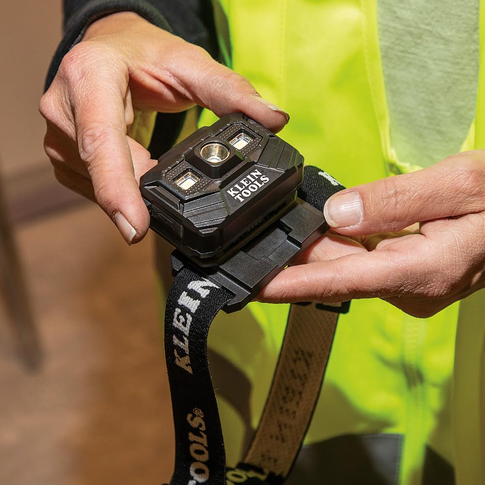 Klein Tools 56062 Rechargeable LED Headlamp/Worklight for Klein Hardhats, 300 Lumens, All-Day Runtime, 3 Modes, for Work and Outdoors