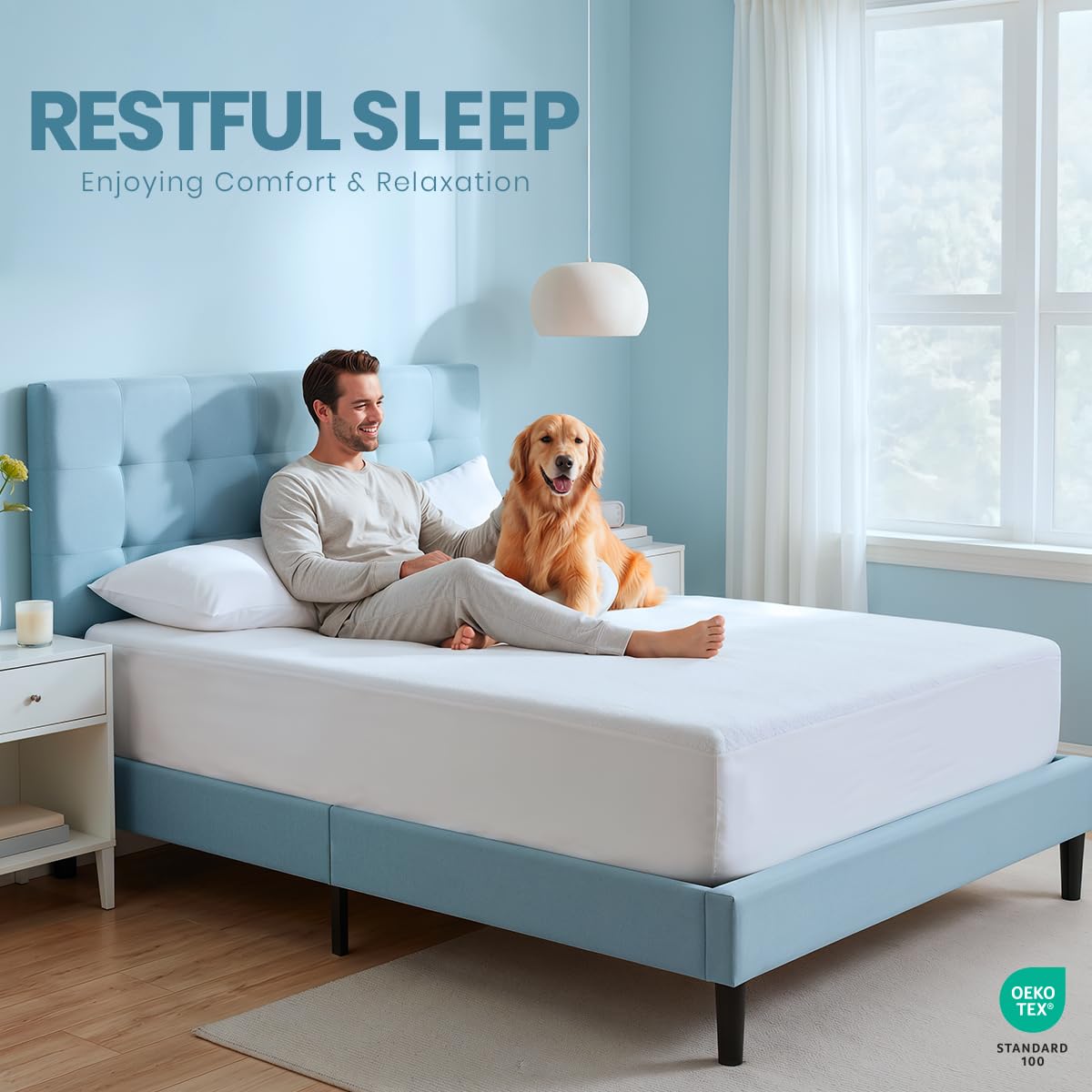 Twin Size Mattress Protector Waterproof 2 Pack, Premium 200 GSM Terry Mattress Cover, Soft & Breathable Bed Cover, Fitted Sheet Style Stretchable Deep Pockets 15" by Utopia Bedding (White)