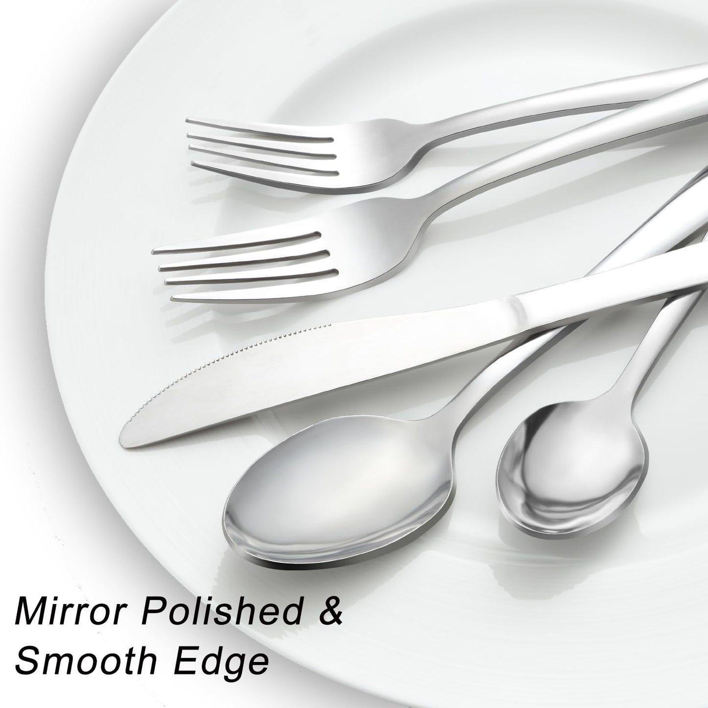 Pleafind 72-Pcs Cutlery Set, Silverware Sets with Steak Knives, Stainless Steel Flatware Set, Cutlery Include Knife Fork and Spoon, Dishwasher Safe Utensil Sets for Home Restaurant