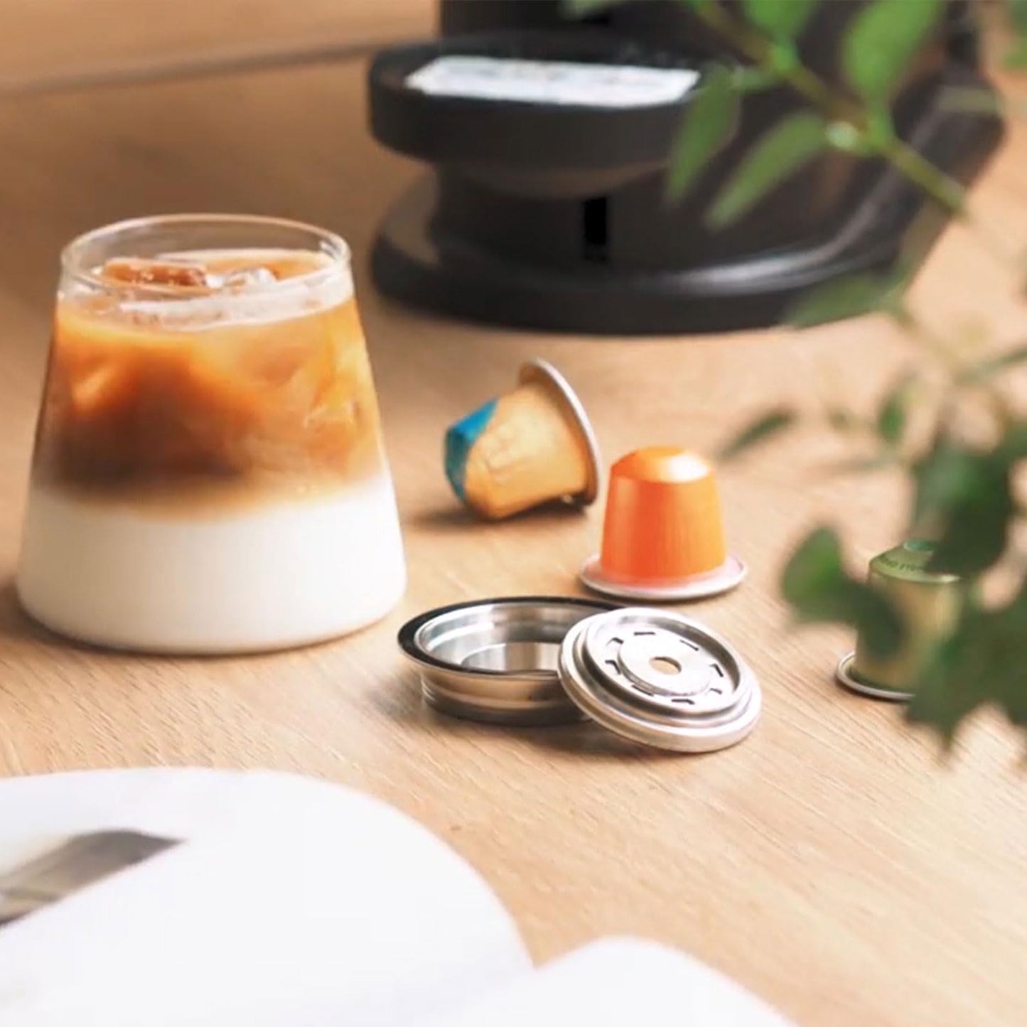 Reusable Coffee Capsule Adapter for Nespresso Vertuo Machines, Stainless Steel Coffee Pod Adapter with 4 Stickers, Compatiable with Vertuo POP/Vertuo Next/Delonghi ENV135/ Vertuolline GCA1 (80 ml)