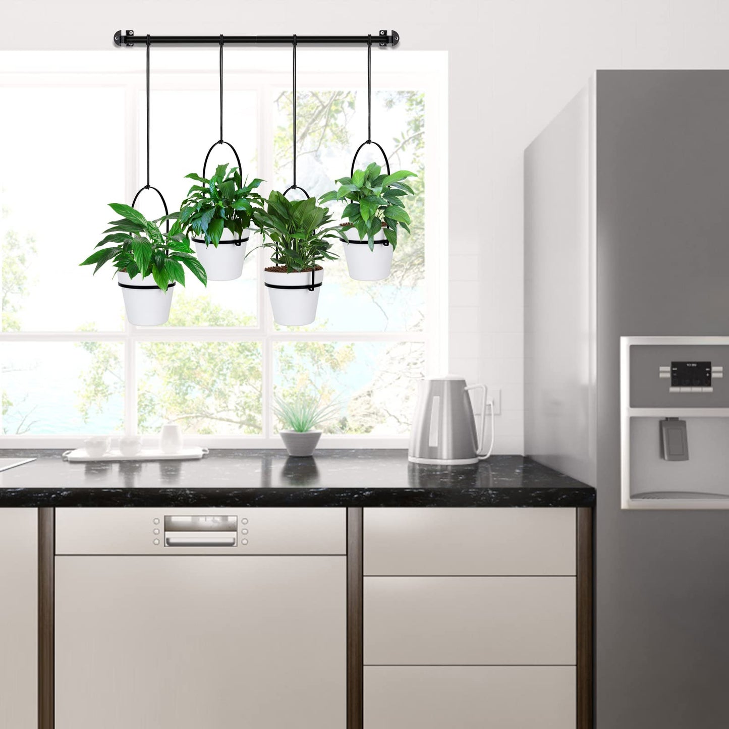 Hanging Planter Hanging Plant Holder, 6 Inch 4 Indoor Plant Pots, Wall/Window Plant Hanger Indoor Herb Garden