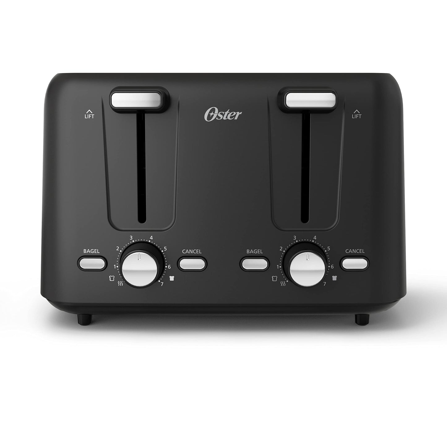 Oster 4-Slice Toaster with Bagel and Reheat Settings and Extra-Wide Slots, Black
