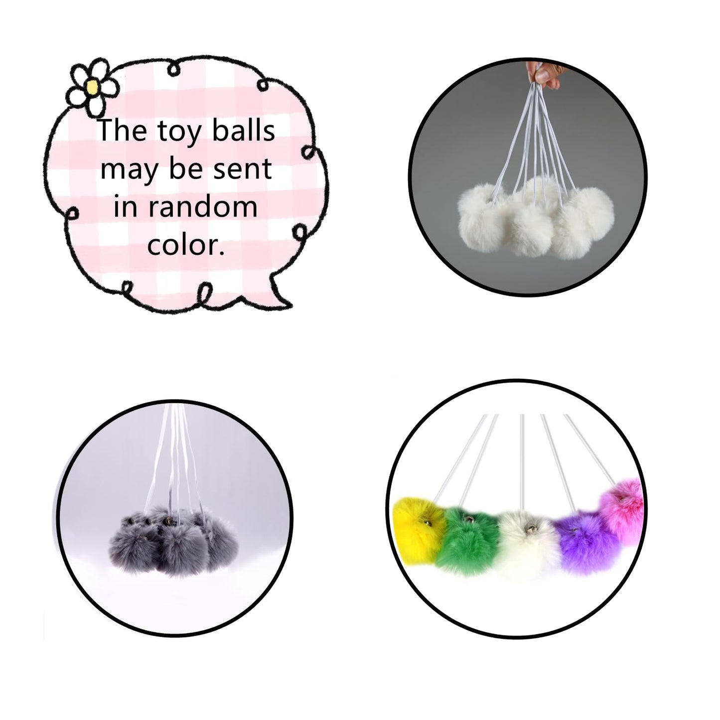 SHENGOCASE 2-Pack 37cm Large Grey Cat Tree Tower Replacement Basket Lounger Hammock Bed, 5pcs Hanging Pom-pom Toys with Elastic Strings, Cat Tree Accessories Hammock Attachment