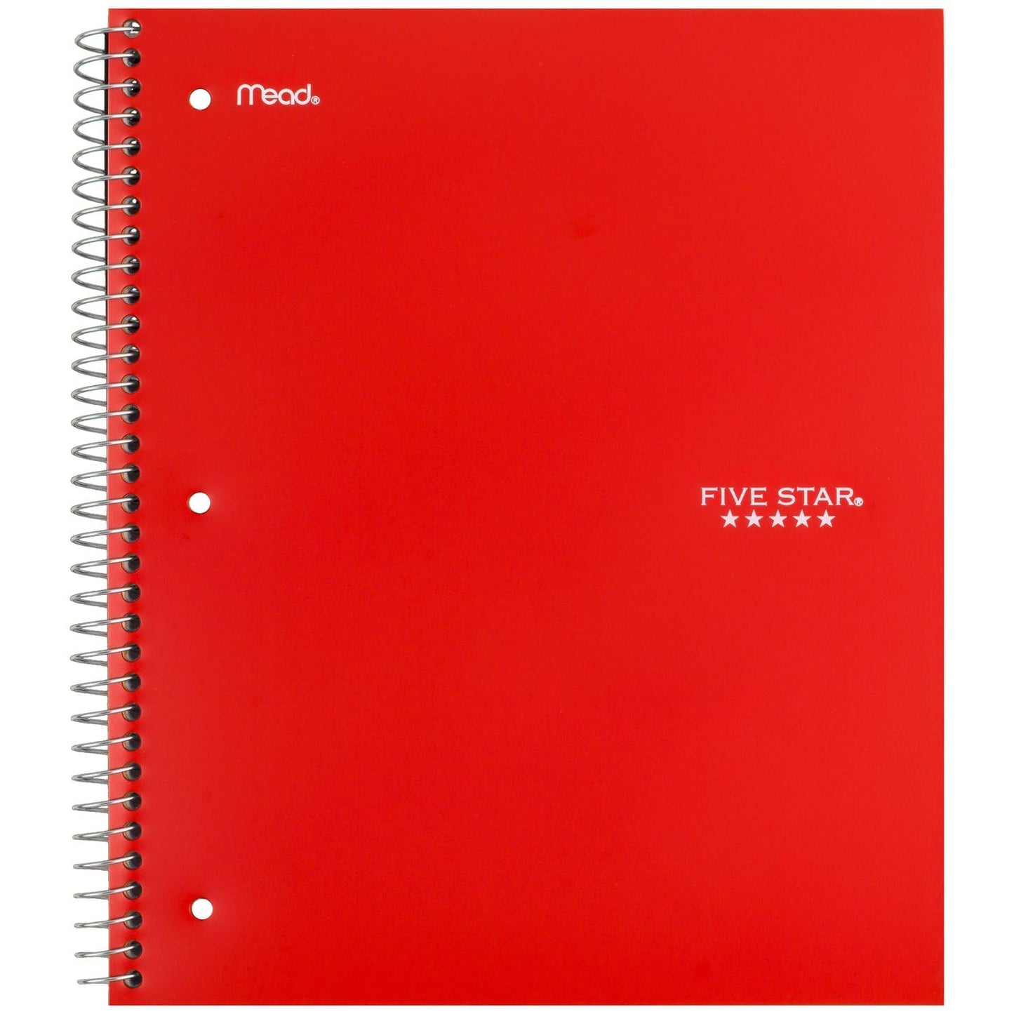 Five Star Spiral Notebooks + Study App, 6 Pack, 1 Subject, Wide Ruled Paper, Fights Ink Bleed, Water Resistant Cover, 8-1/2" x 10", 100 Sheets, Black, Red, Yellow, Purple, Green, Blue (38042)